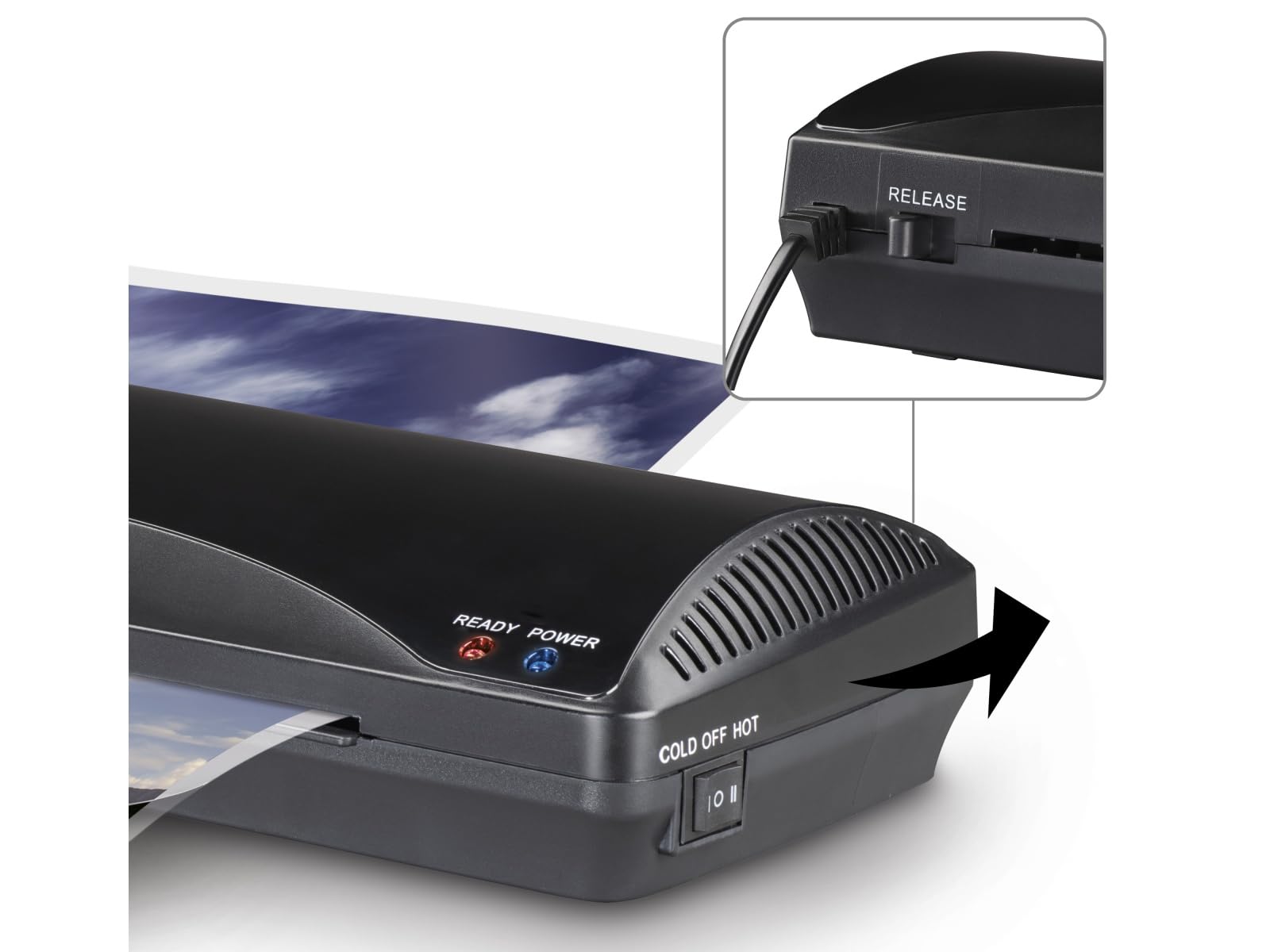 Hama I Plastificadora Home & Office DINA 4 (laminadora caliente y fría con 2 rodillos, 250 mm/Min) Negro