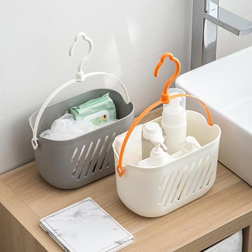 Miniatura 4 de 2 unidades de plástico para colgar la ducha, organizador portátil de ducha para dormitorio universitario, baño, viajes, gimnasio y campamento (gris)