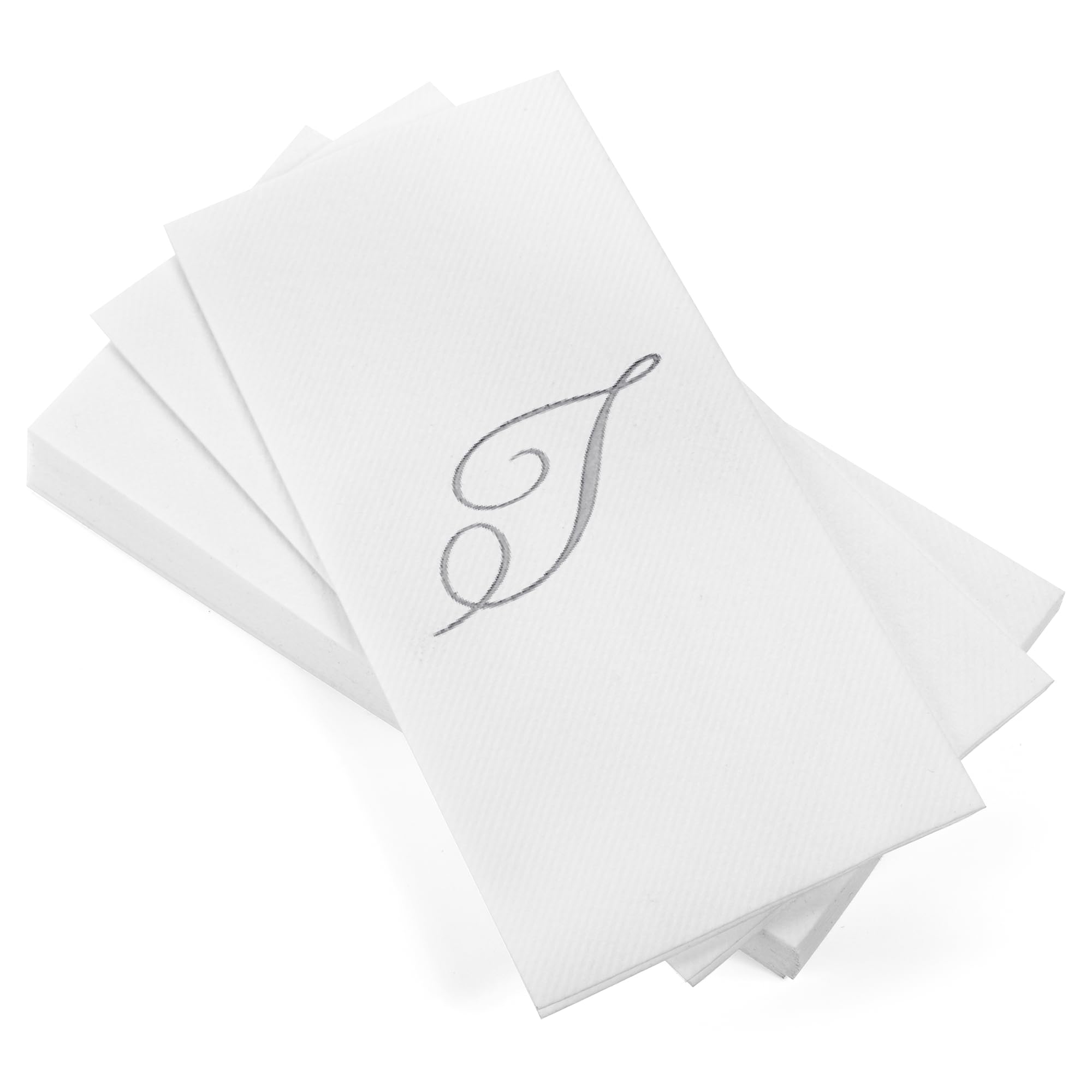 AH AMERICAN HOMESTEAD Disposable Napkins - Silver Monogram Guest Towel Napkins, Quilted Cloth-Like Napkins for Bathroom, Initial Napkins for Weddings,