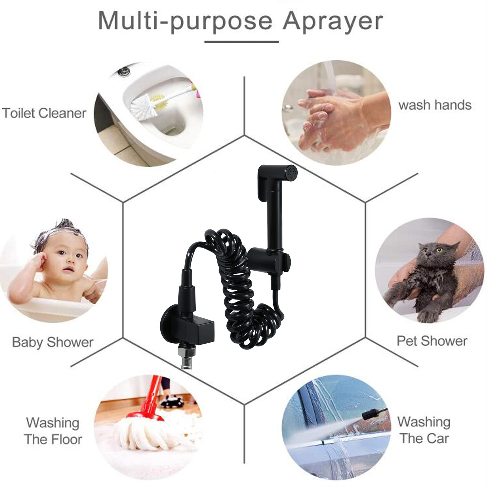 Douchette WC, Laiton Pulvérisateur de Bidet à Main Mural Bidet Toilette Multifonctionnel Douchette Toilette WC Haute Pression Kit Hygiene WC pour Hygiène Personnelle