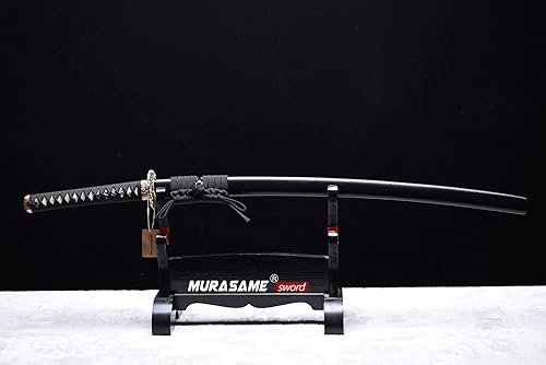 Miniatura 9 de MURASAME Katana Sword T10 - Maquinilla de afeitar de acero templado de 41 pulgadas, hoja afilada, espiga completa hecha a mano