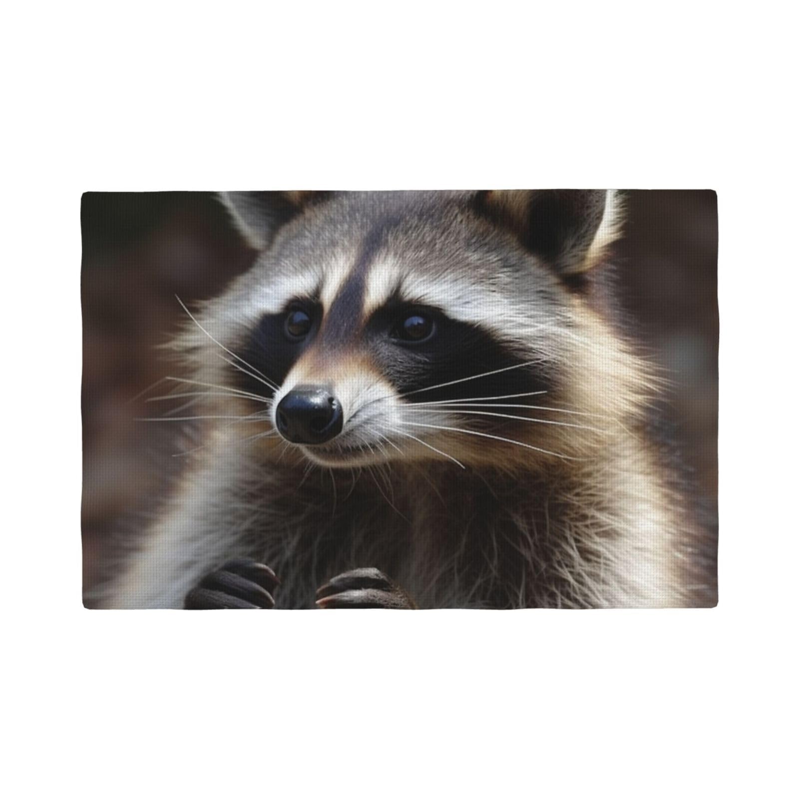 6PCS Linen Placemats Set Raccoon Place Mat for Dining Table 12x18 Inch Heat Resistant Place Mats Non-Slip Table Mats for Kitchen Weddings Party Decor Indoor/Outdoor