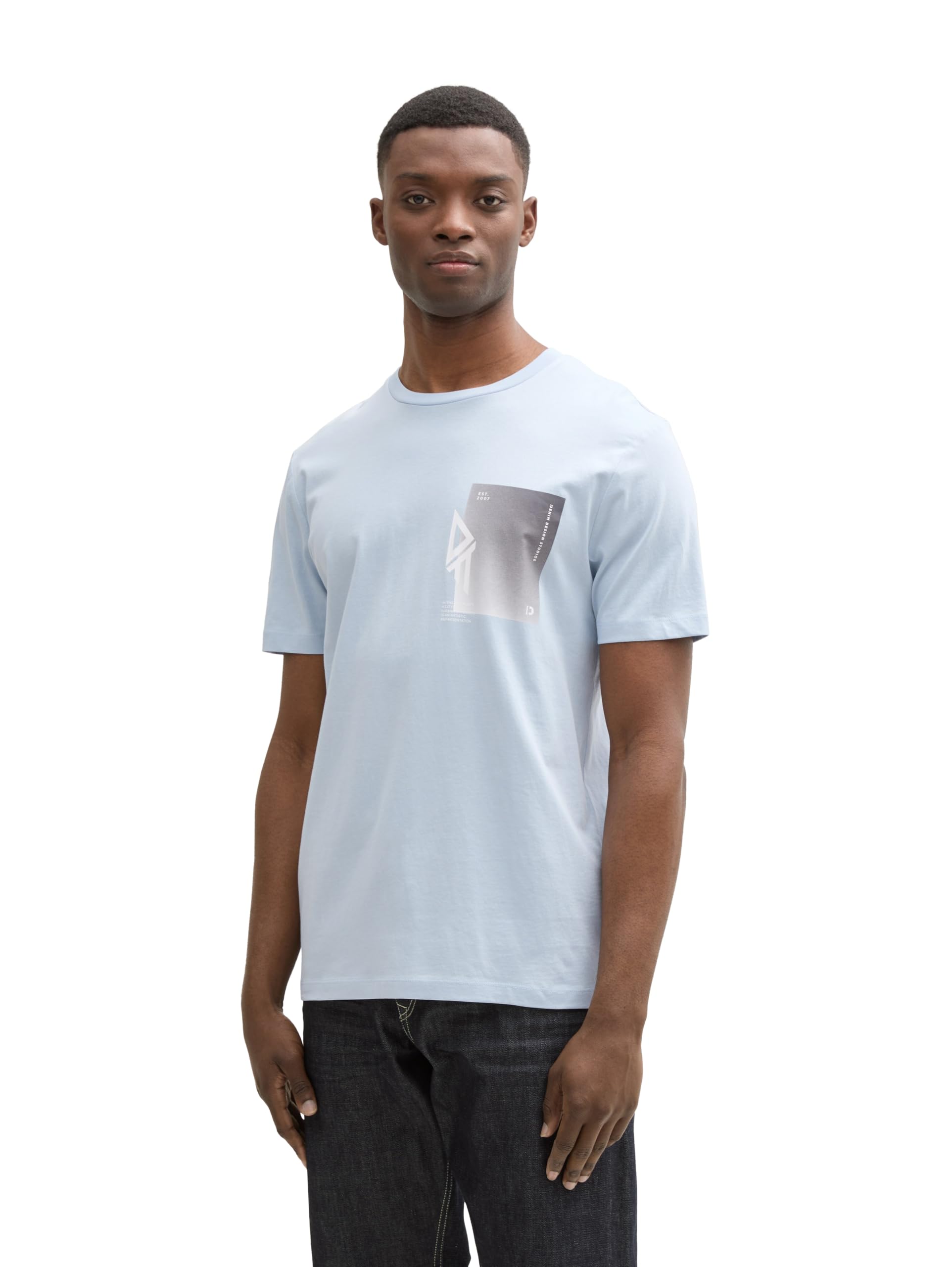 TOM TAILOR Denim Men's T-Shirt, 35249 - Light Blue Grey, XXL