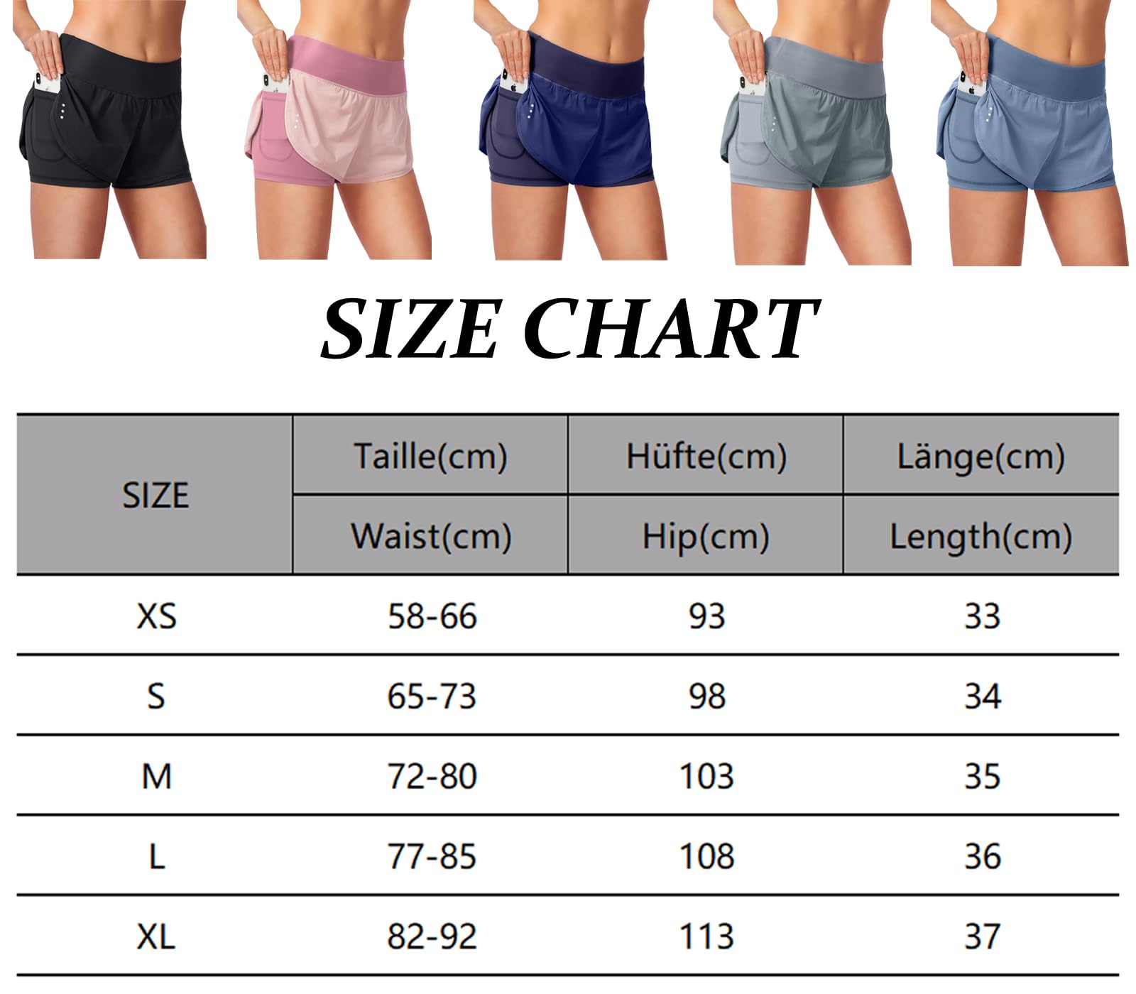 Pantaloncini sportivi da donna estivi pantaloni corti 2 in 1 da corsa, ad asciugatura rapida, per corsa, palestra, allenamento, fitness, yoga, jogging, con tasche