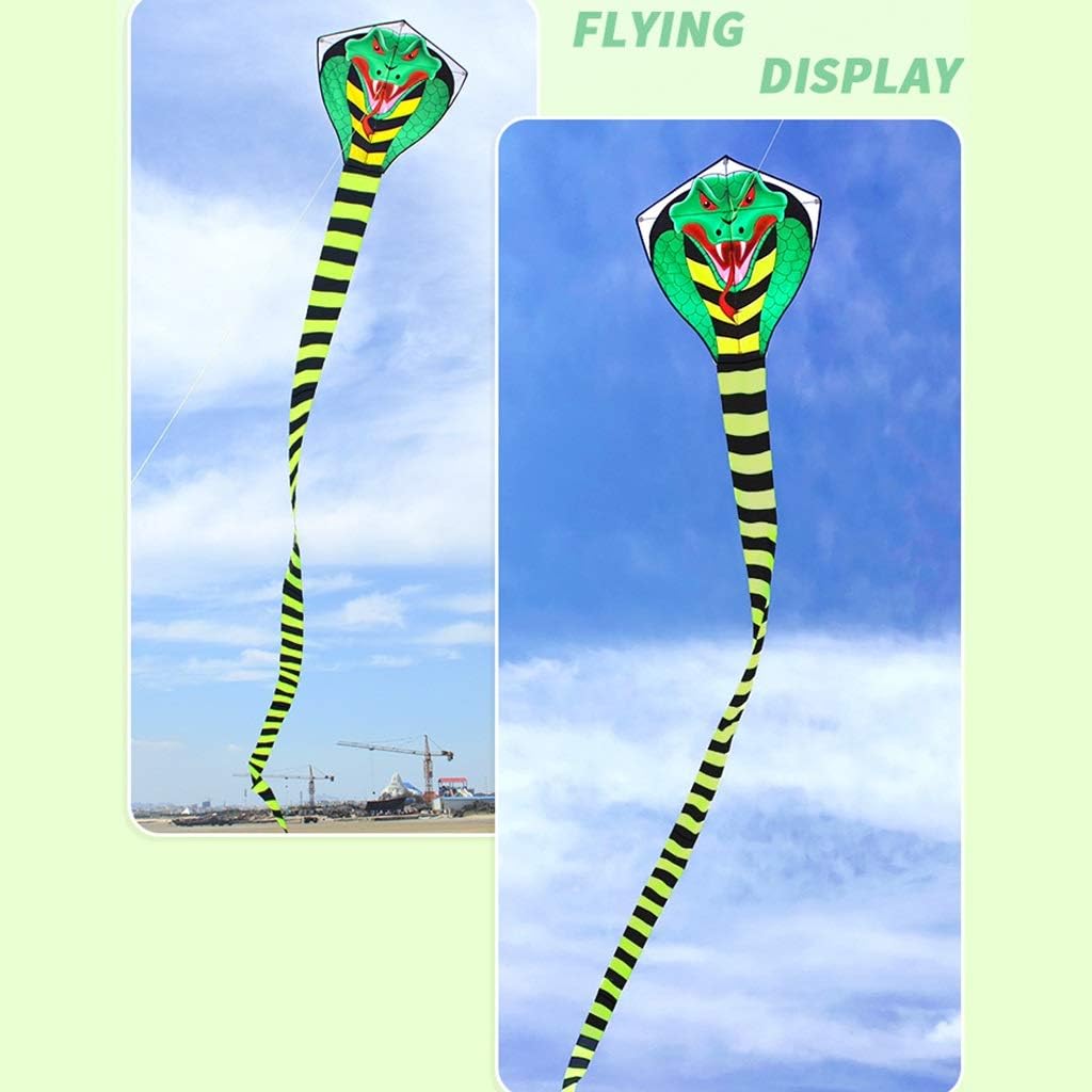 Adult Kite Giant Domineering Creative King Cobra Kite Outdoor Large Flying Kite with Long Tail Easy to Fly in the Breeze Gift(Size: 2.3ft+49.2ft tail+328ft line) (2.3ft+49.2ft tail+853ft)