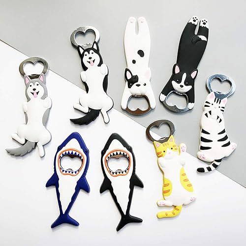 Miniatura 4 de Imán de refrigerador de silicona para abrebotellas de cola de cerveza, camarero, cocina, barware de metal, novedad, forma divertida (rayas gato)