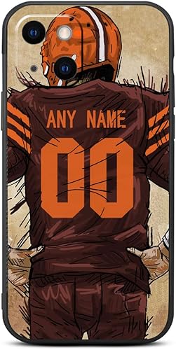 IKPYTREE Funda negra con nombre y número personalizado para iPhone 15, 14, 13, 12, 11 Xs Max XR 8 7 6 Plus 11 Pro Mini, con protección para cámara