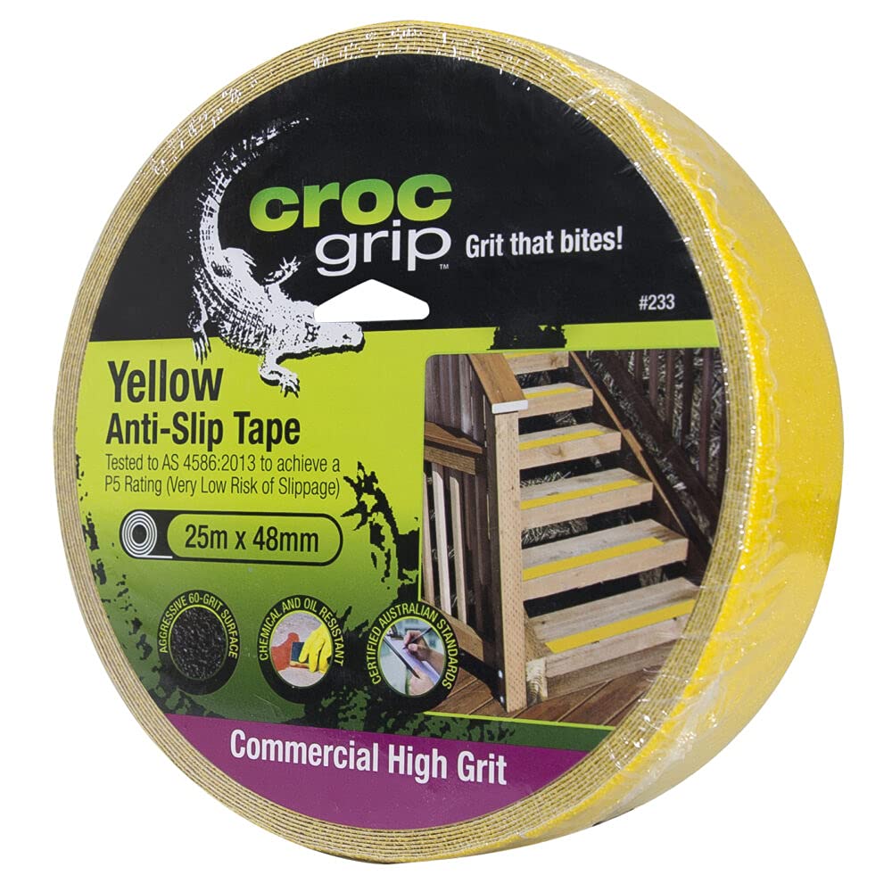 Croc Grip Yellow Commercial High Grit 48Mm X 25M Anti-Slip Tape - Croc233