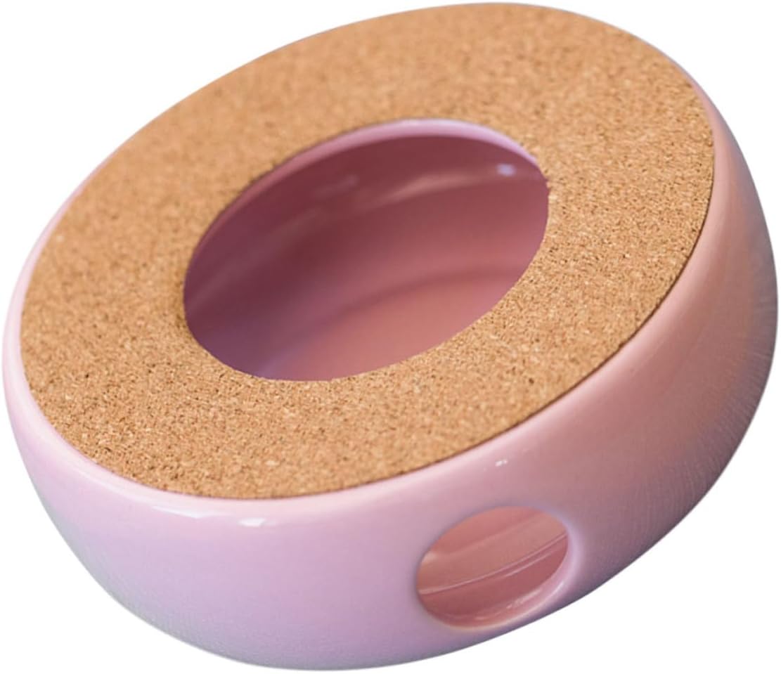 Ipetboom Ceramic Teapot Warmer Base Pink Heater with Candle Holder Practical Heating Stand for Living Office Tea House Shop Use