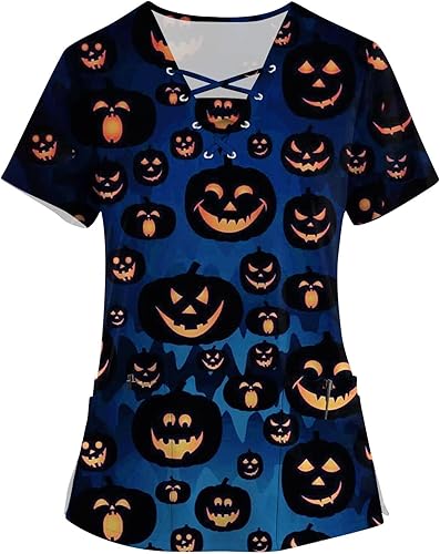 Miniatura 1 de Ropa quirúrgica para mujer, camisas de manga corta con bonito estampado a la moda, suave, elástico, cuello en V, uniforme de trabajo, fácil cuidado