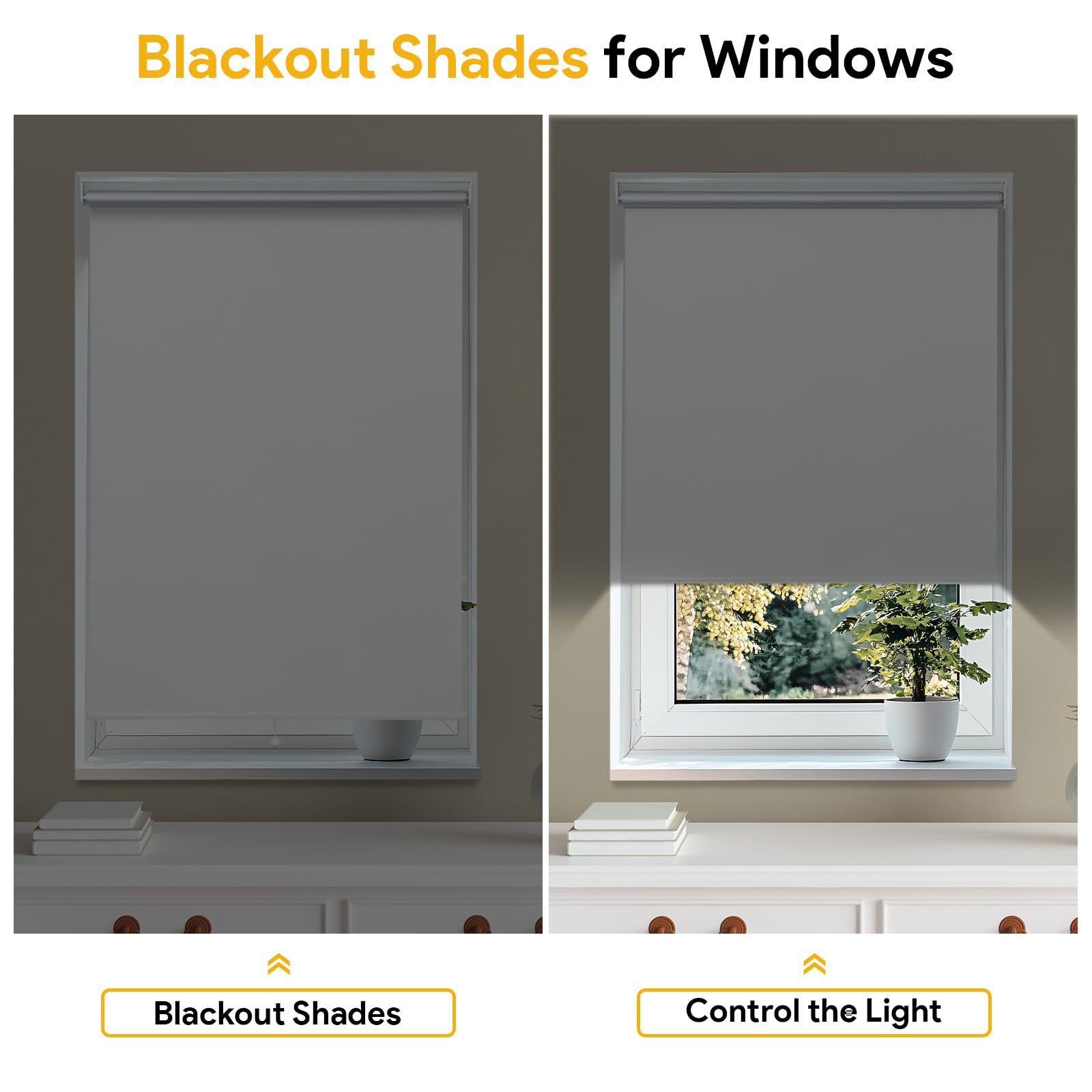 Sunfree Blackout Roller Shades Window Shades Cordless Blackout Window Blinds with Thermal Insulated for Bedroom,Office,34