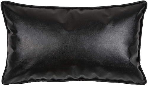 Pillowerus - Funda de cojín de piel sintética, 12.0 x 20.0in, diseño moderno y contemporáneo, decoración para interiores y exteriores, con ribete