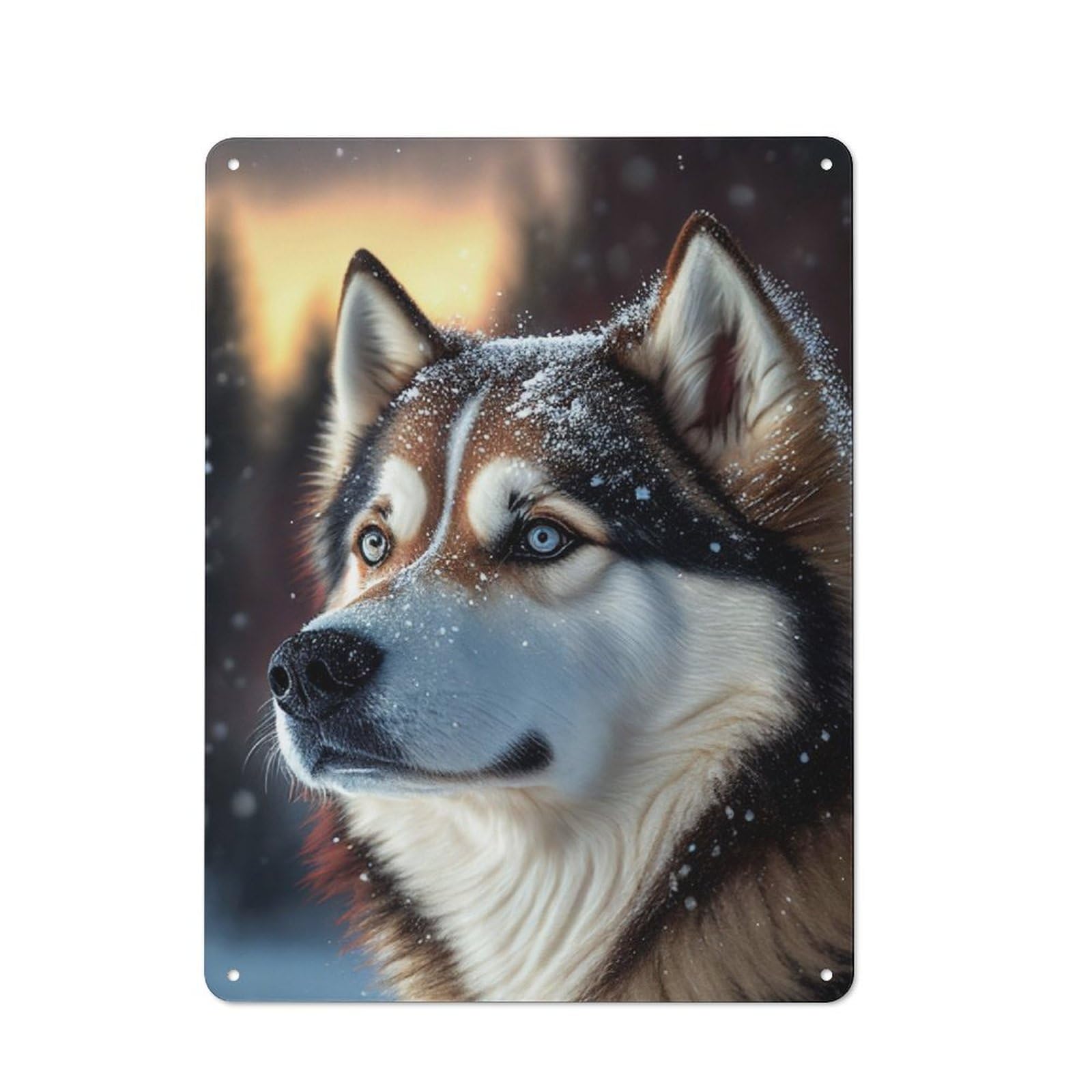Junmoney Husky Dog Snow Tin Wall Plaque 40X30cm With For Bar Or Restaurant, Autumn Wall Decor For Hospitality Decor Collectors