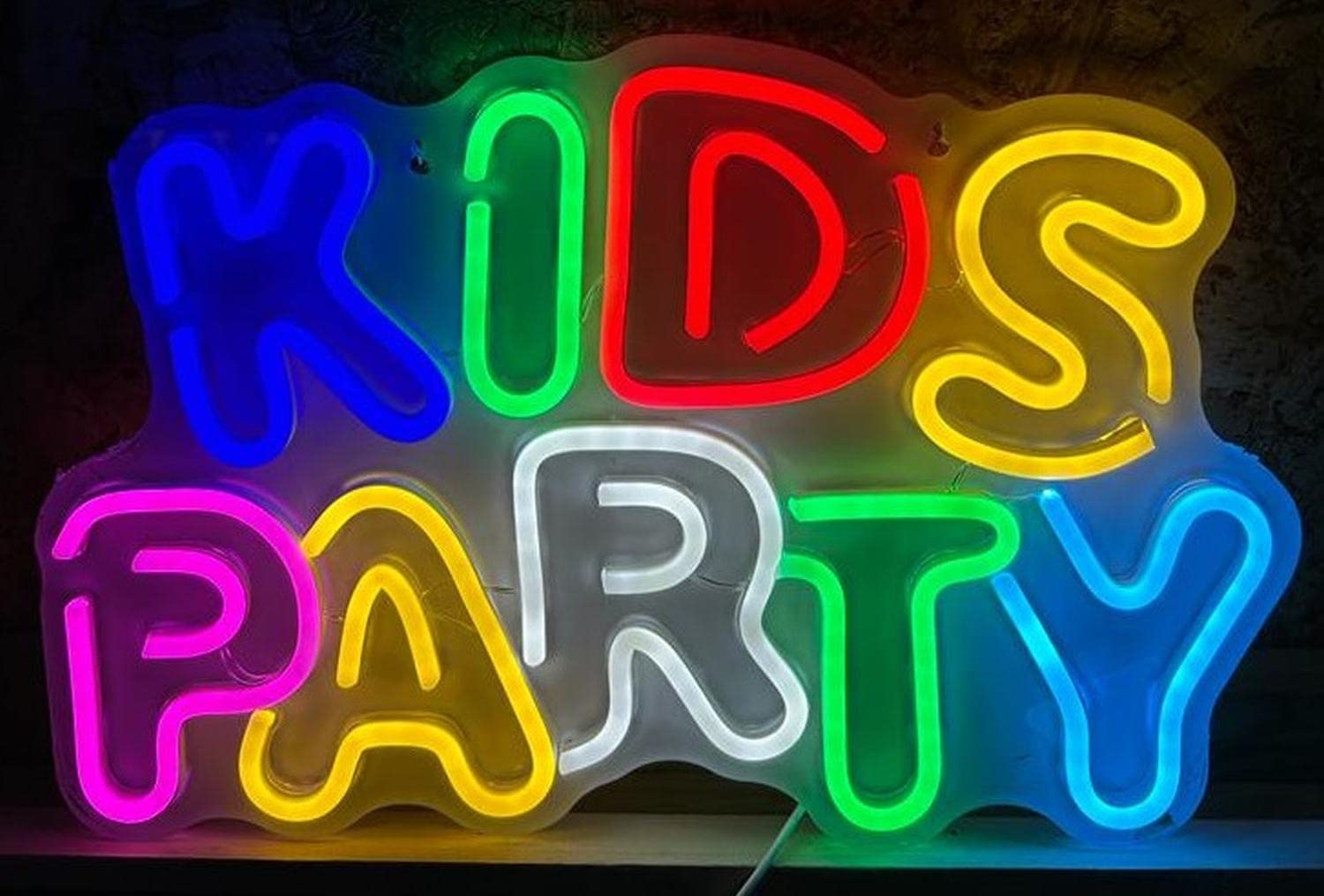 Cartel led decoración Kids Party 42 x 28 cm