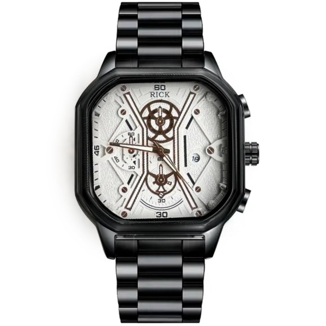 Men Watch Waterproof Chronograph Fashion Business Bleaws Wristwatch Quartz Analog Black Leather Strap Man Wrist Watch (B0CWDP649M) Amazon Price History, Amazon Price Tracker