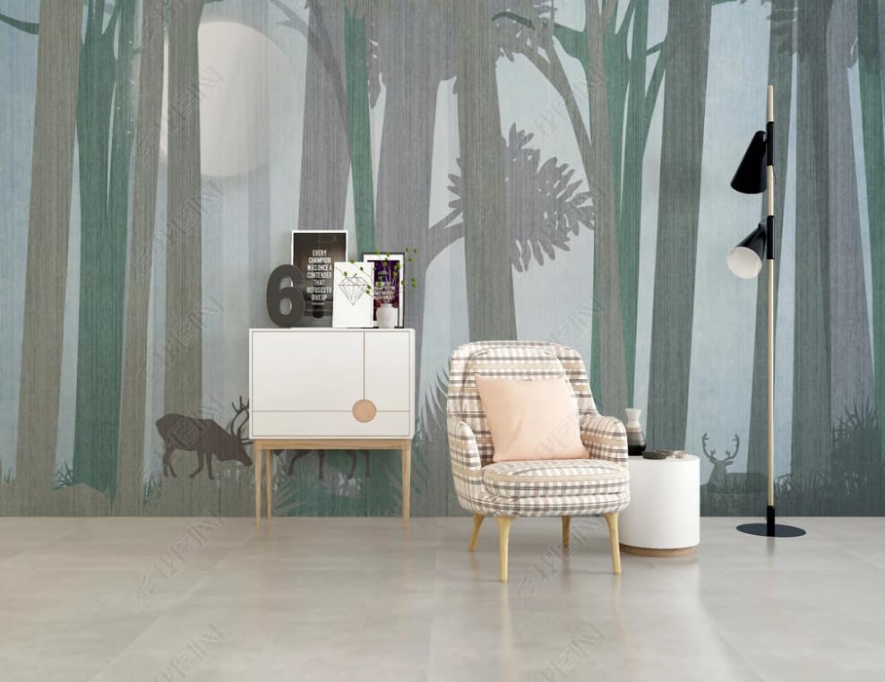 Papier peint intissé élan aquarelle poster géant mural salon 350x256 cm