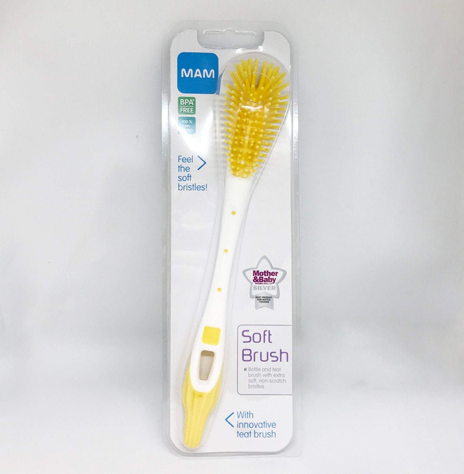 MAM Soft Brush Scovolino per Biberon, Ergonomico con Setole Ultramorbide, 0+ Mesi,Neutro