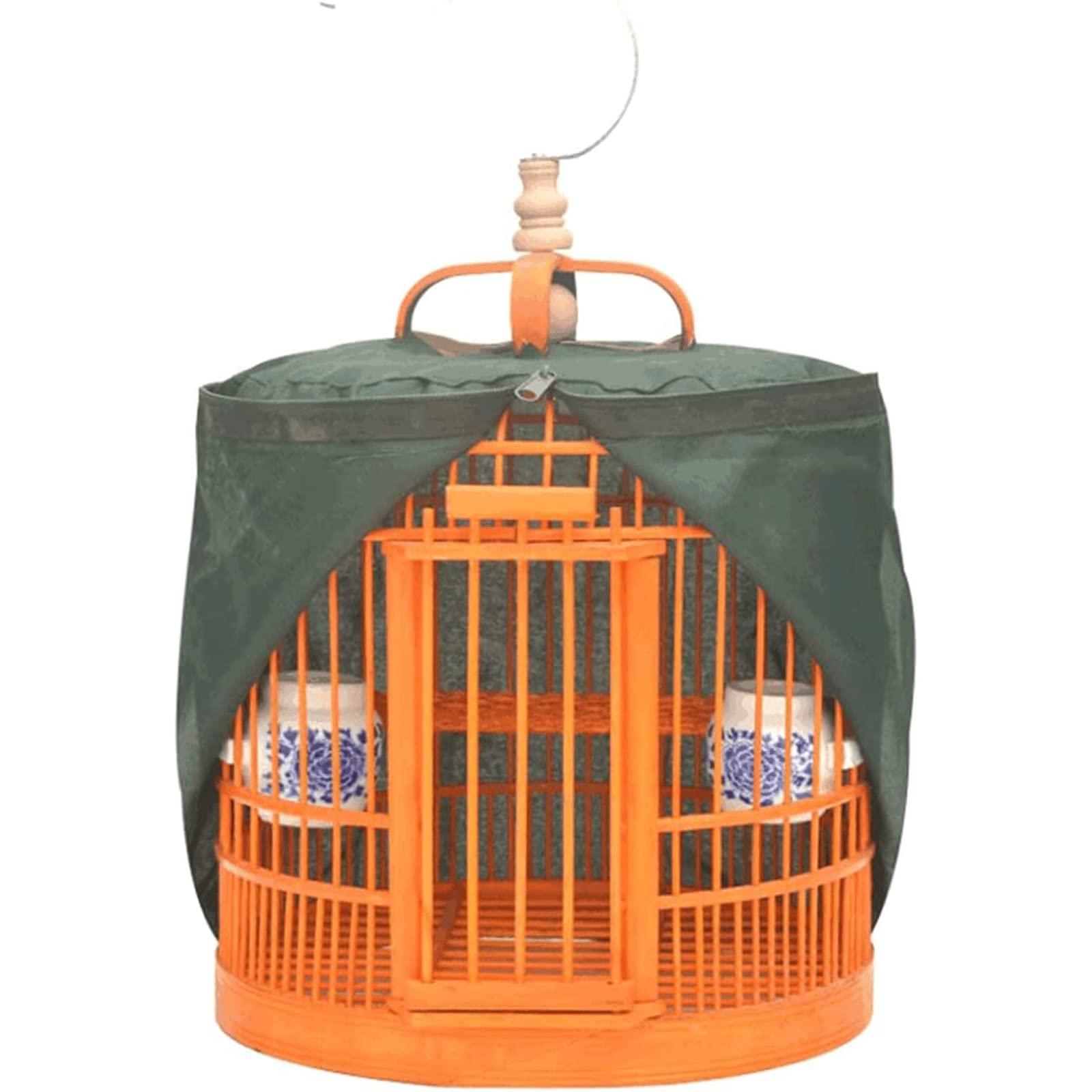 ZUMAHA Sicurezza Gabbia per Uccelli Rotonda Marrone per Uccellini, Gabbia per Uccelli Vintage con Gancio Portatile, Gabbia per Uccelli con Supporto in Legno massello Solido