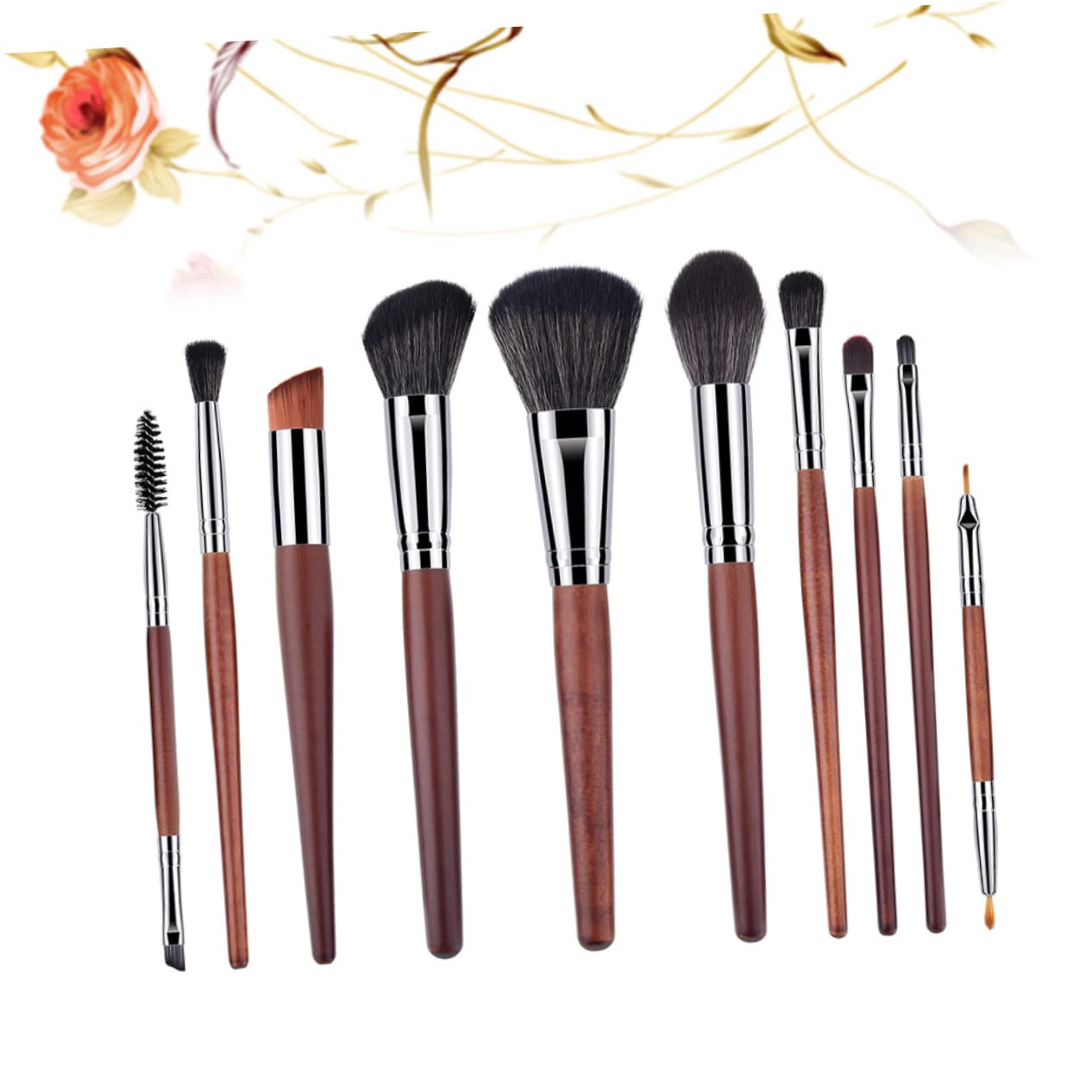 FRCOLOR Set Di 2 Pennelli Per Il Trucco Di Pennello Per Fard Con Manico in Legno E Setole in Nylon Per Donna 10 Pezzi*2