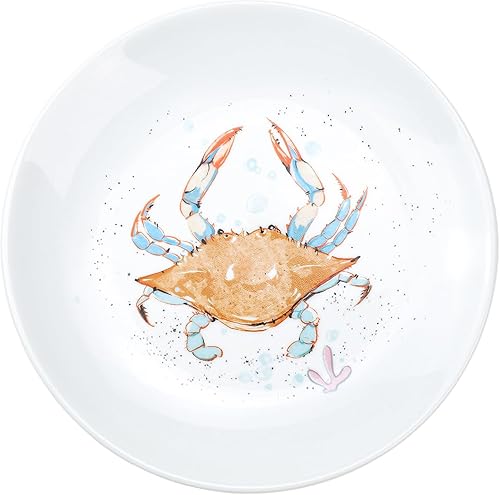Plato de postre de cerámica pintado a mano con diseño de animales marinos, plato de cena, plato de pastel, plato decorativo, cangrejo, 6 pulgadas