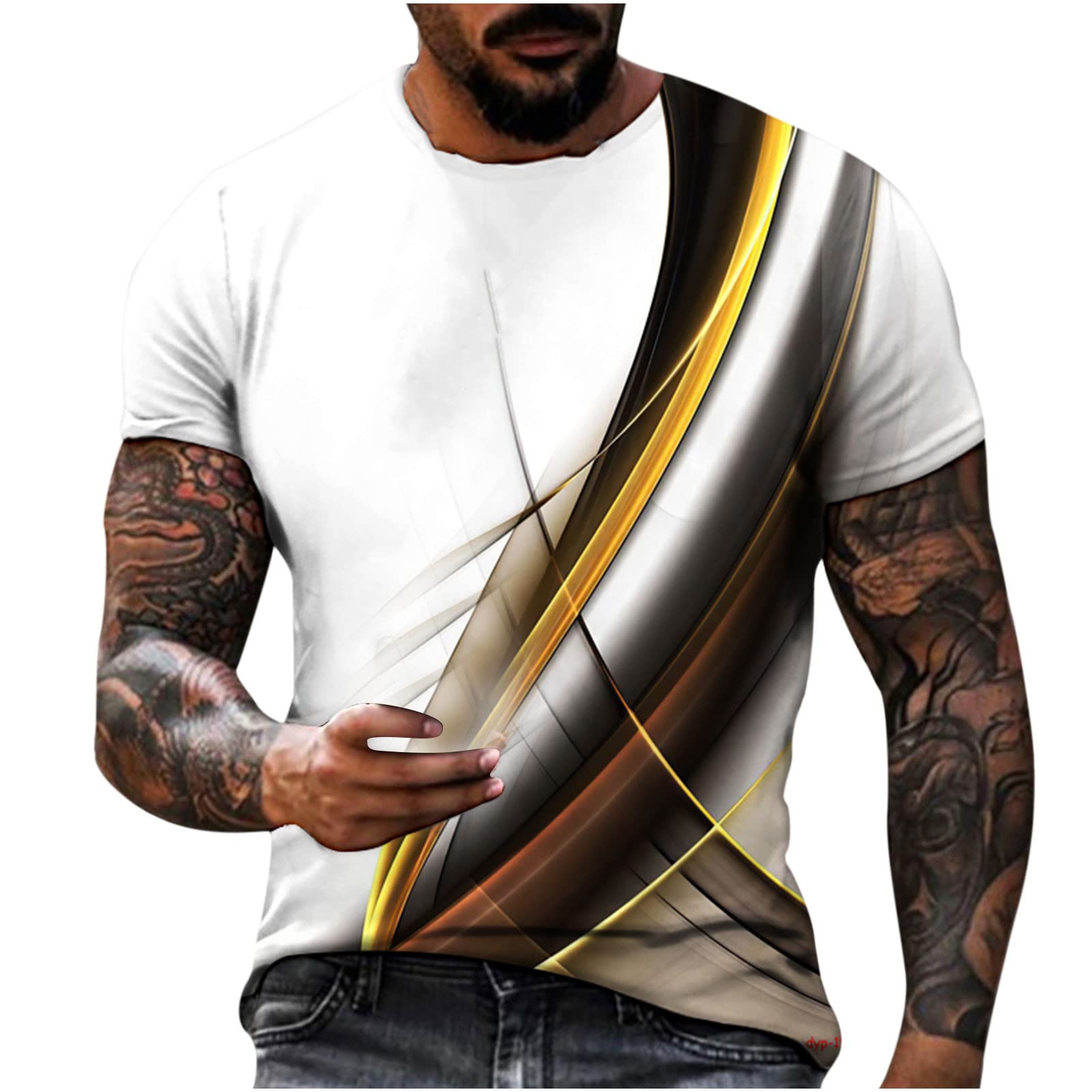 NUSGEAR 2022 Camiseta Manga Corta Hombre Verano 3D Guitarra Impresión Moda Originales Camiseta Casual T-Shirt Blusas Camisas Camiseta Cuello Redondo Suave básica Camiseta Top Talla Grande