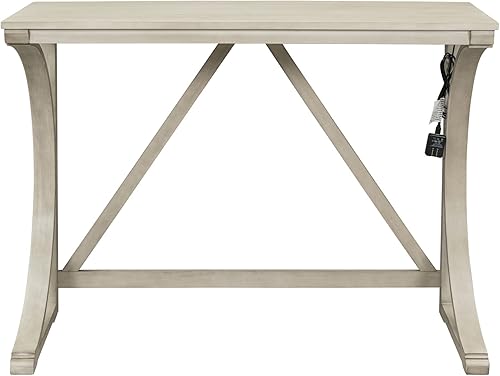 Miniatura 7 de Juego de mesa de comedor de 3 piezas con altura de mostrador, juego de comedor de madera maciza con 2 taburetes tapizados, mesa de comedor