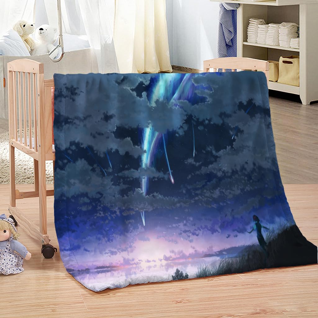 Mantas para Sofa 3D Lluvia De Meteoritos Cielo Azul Impresión Patrón 180X220Cm Mantas para Cama Invierno De Franela para Infantil, Mantas Ligeras De Microfibra, Suave Cálido, Fácil De Limpiar