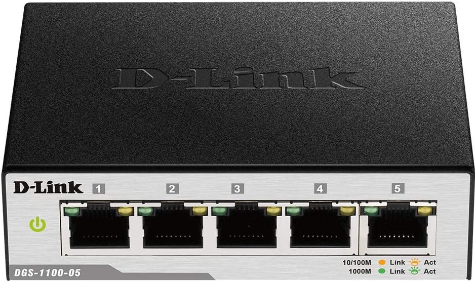 D-Link 5-Port EasySmart Gigabit Ethernet Switch (DGS-1100-05) (Renewed)