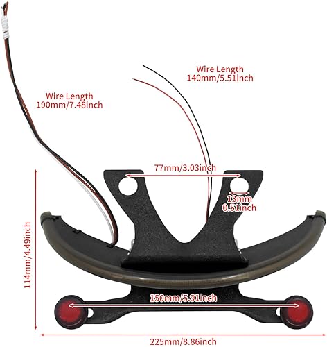 Miniatura 4 de HDBUBALUS Soporte de luz trasera de lente ahumada ámbar LED Fender para Victory Vegas 2003-2017