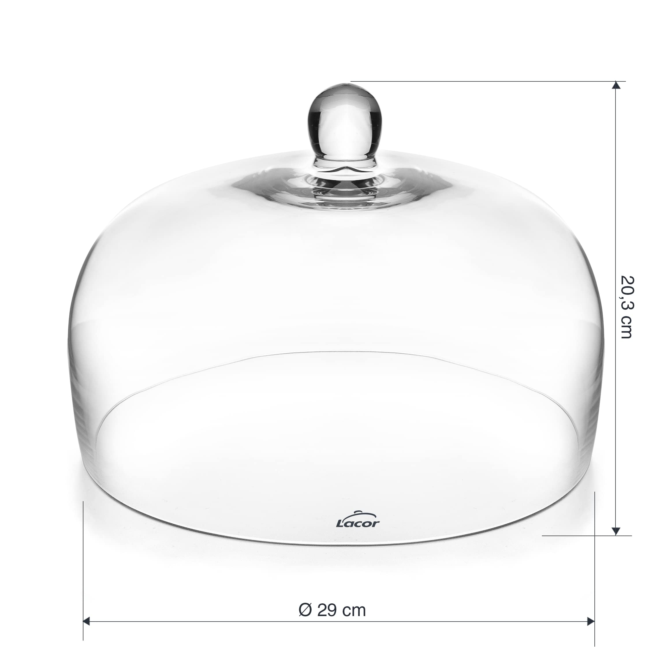 LACOR 61809 Cloche de Protection, idéale pour Conserver et présenter des Aliments, Verre Borosilicate très résistant, Ø29 cm, Hauteur 15 cm