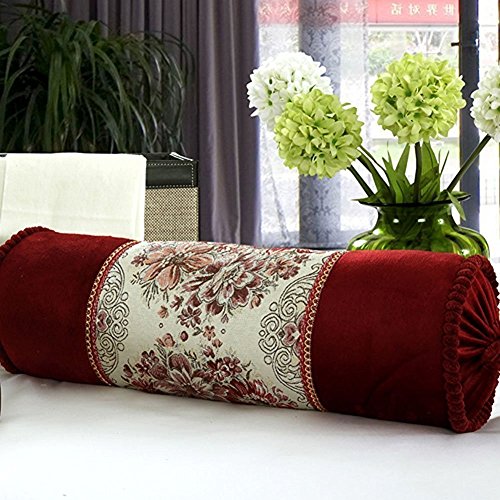 xmssit Retro Candy Bolster almohada Cilindro sofá cojín cilíndrico almohada Pan Que Contienen núcleo, rojo vino, 19.6 inch
