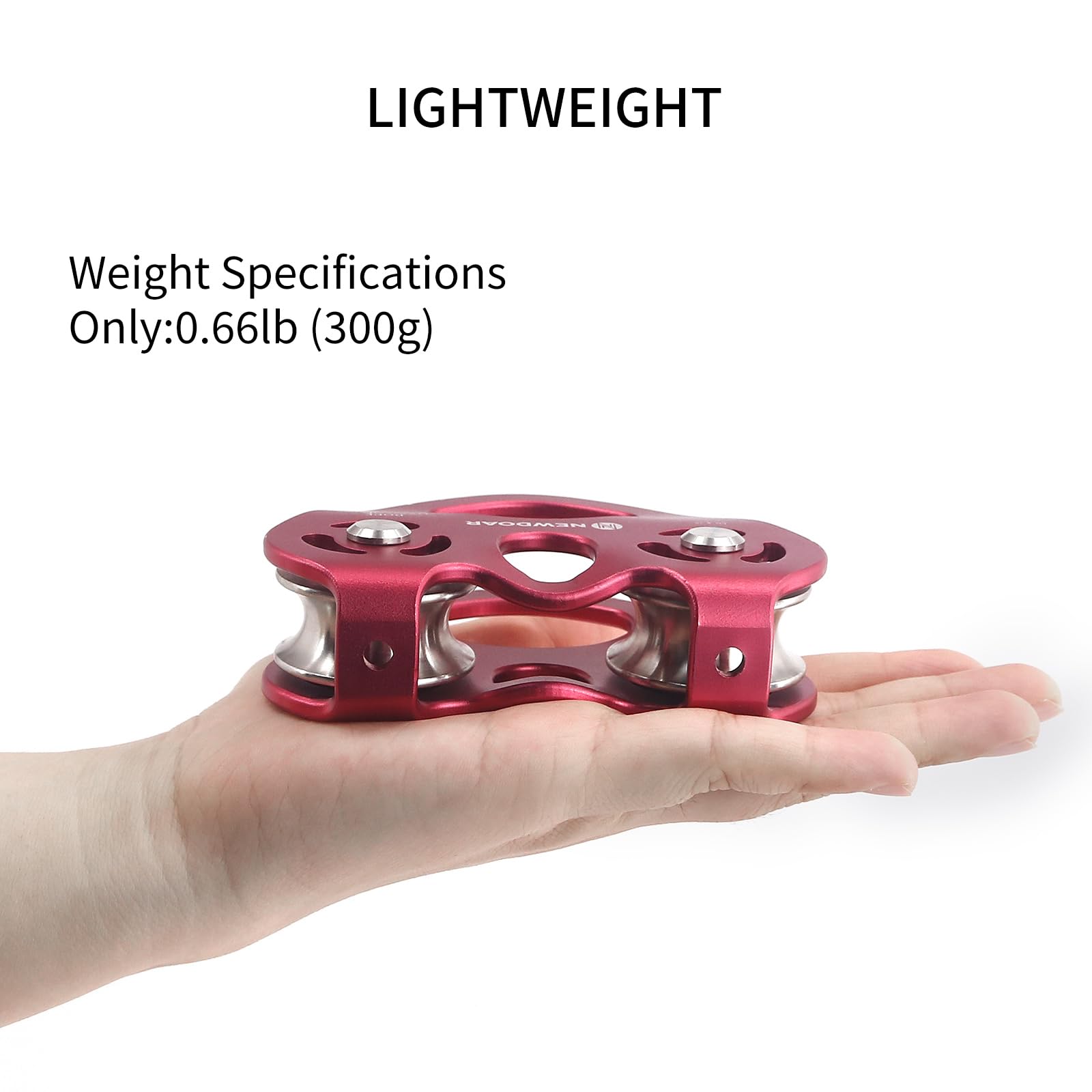 NewDoar 28 KN Tandem Doppelte Geschwindigkeit Seilrolle Herzförmige Seilrolle mit doppelter Seilrolle, Rettungsseilwagen für Seile bis zu 13 mm zum Klettern, Retten, Ziehen, Heben
