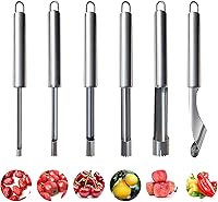 REYINL 6-Piece Stainless Steel Fruit Corer & Pitter Set - Multi-Size for Apples, Pears, Cherries, Berries, Chilies & More