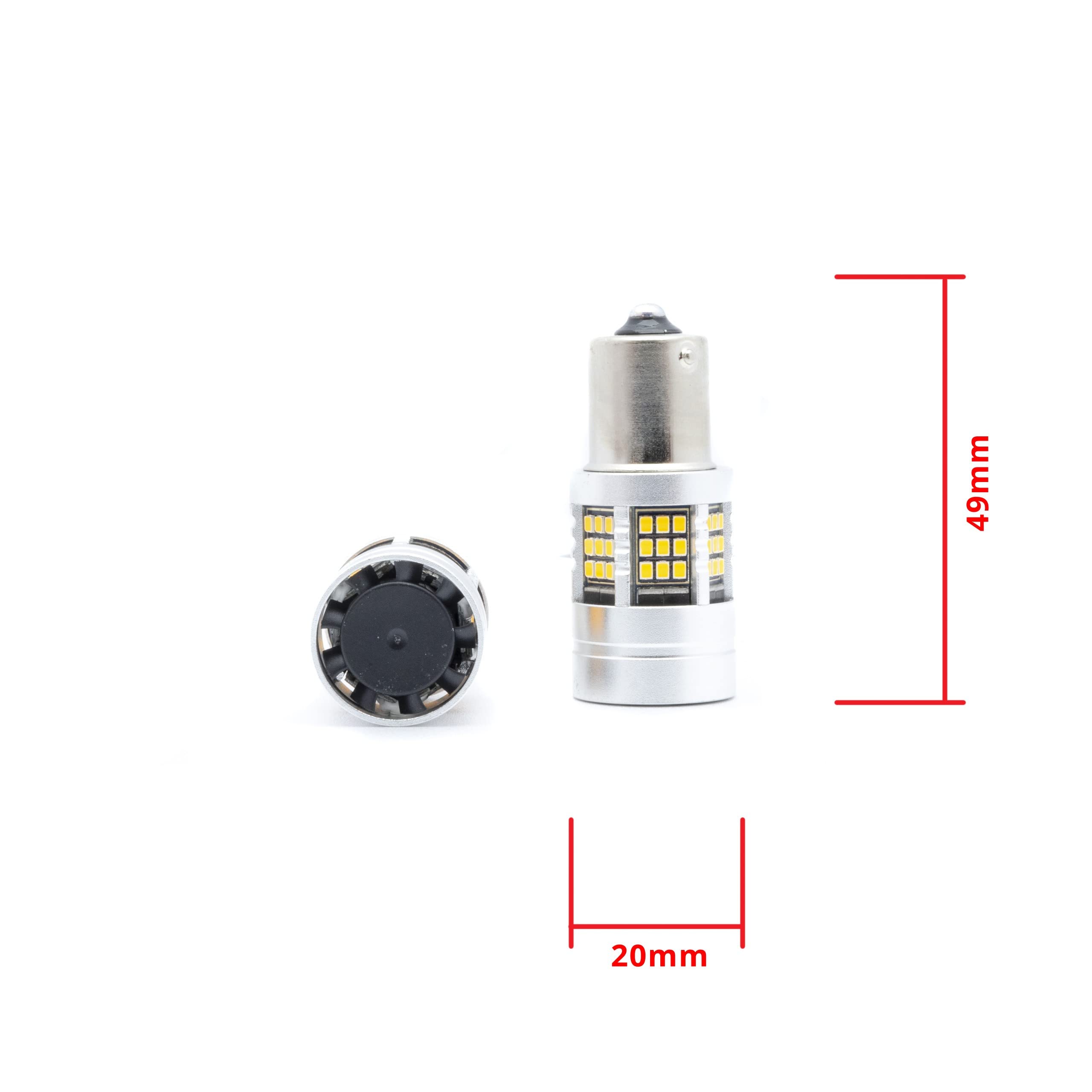 EinParts Żarówki LED P21W 12V 1700-1800K (Pomarańczowy), System CANBUS, Diody 54x SMD 2016, 2 Sztuki