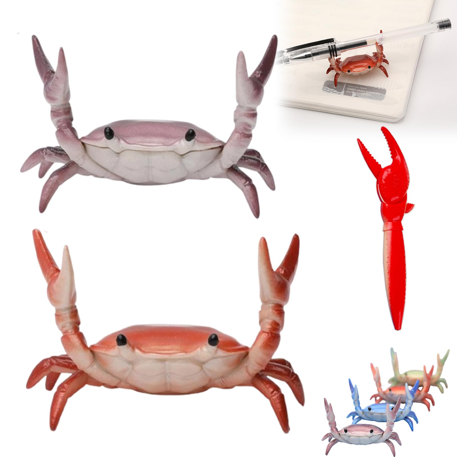 Nnbwlmaee A+D Cute Crab-Shaped Pen Holder, 2026 New Desk Crab Pen Holder, Weightlifting Crabs Desk Pens Stand, Mini Realistic Crabs Pencil Holders, For Office Workspace Study Home Tabletop (A+D)