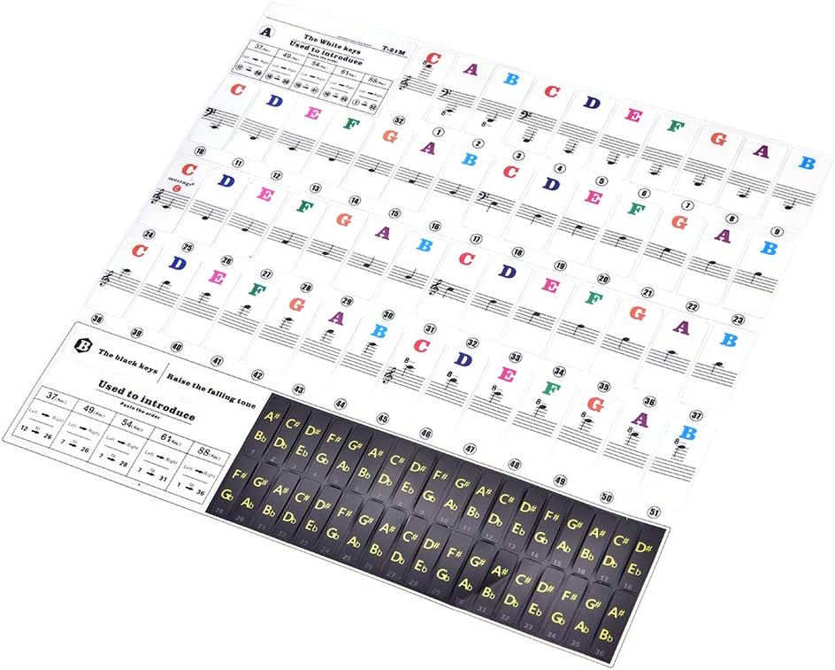 音階ステッカー 透明 号とメモが付き ピアノ練習 キーボード学び 希少 キーボードステッカー