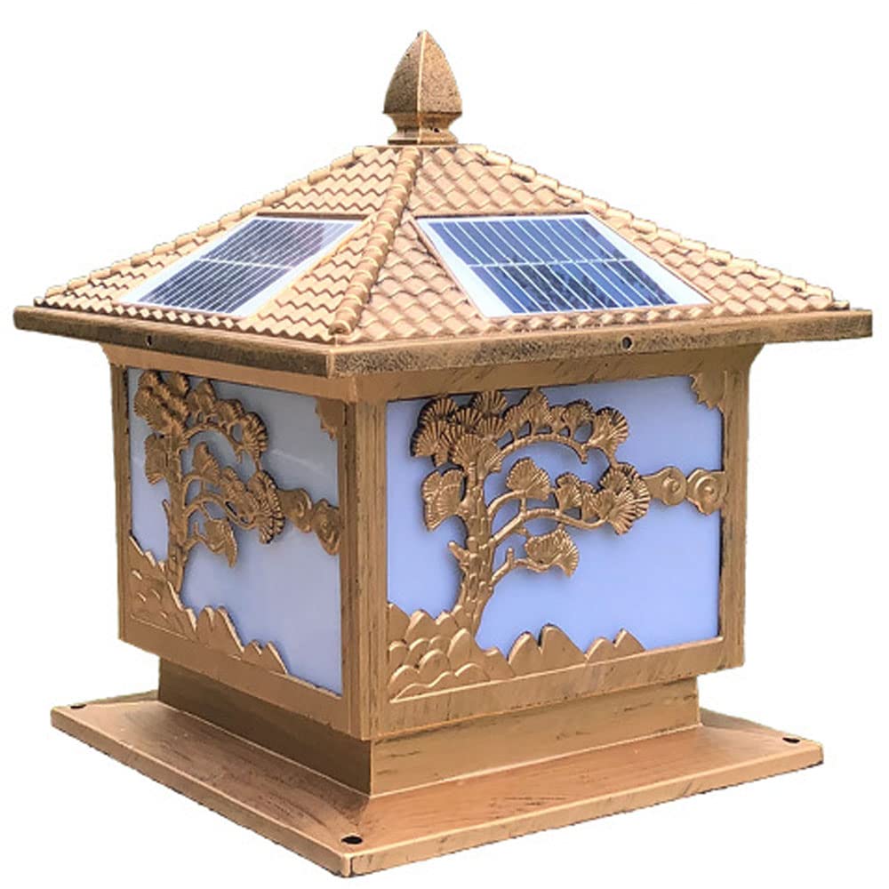 XANAYXWJ Lampione Solare, Testata a Muro, Lanterna Stigma Paesaggio in Alluminio per Esterni da Cortile, Luce LED Dimmerabile a 4 Colori per Giardino Esterno della Villa, per Terrazza, Prato (Nero