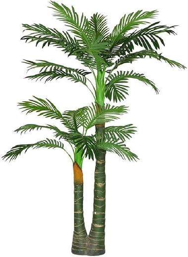 KAYKON Artificial Plant Big Areca Palm Green Tree Without Pot Indoor Plant for Home Decor (2 Leg Palm), Plastic