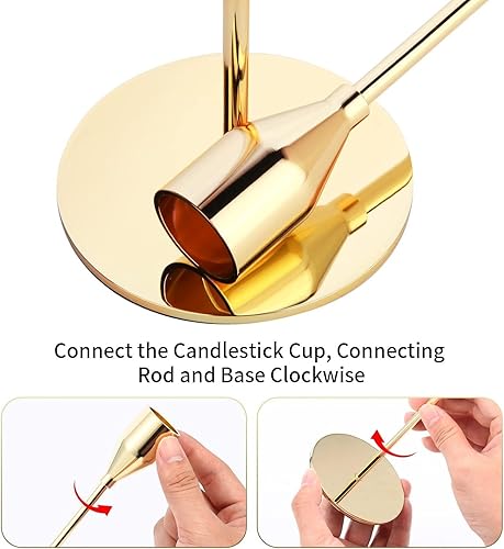 Miniatura 6 de Juego de 3 portavelas dorados, portavelas de hierro de 9 x 11 x 13 pulgadas, juego de tres piezas de decoración de mesa, centros de mesa, sala de
