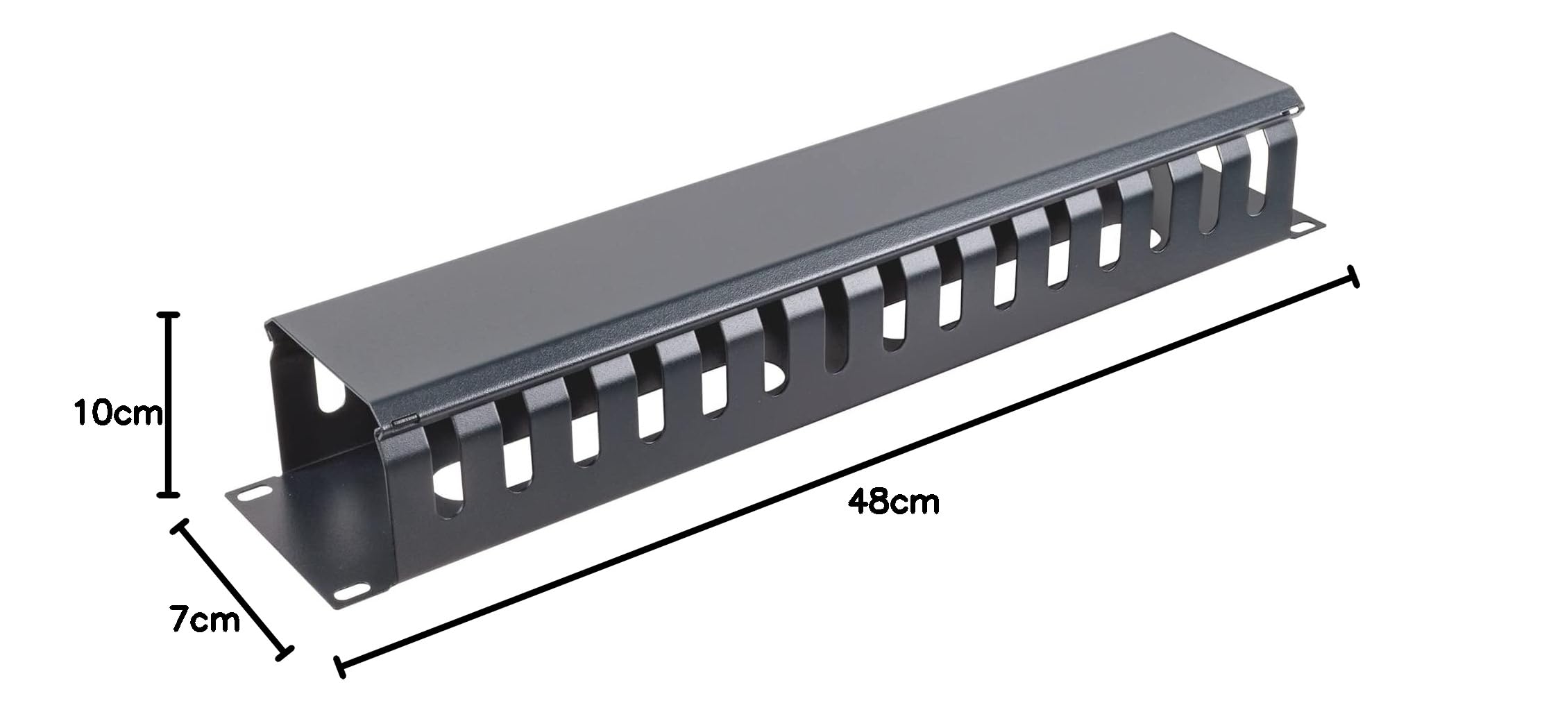 Aiten Data Organizador de Cables 2U Metálico con Tapa para Armario Rack 19”. Medidas: 480 x 68 mm