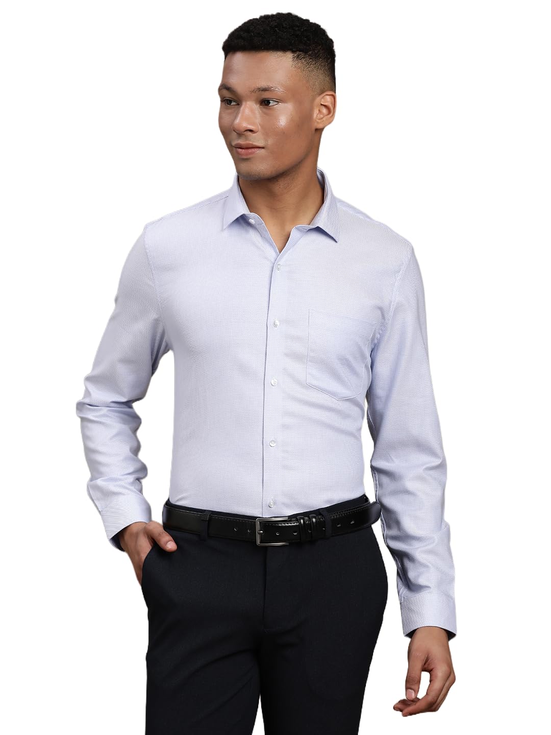 Turtle Camicia formale da uomo in puro cotone slim fit Dobby azzurro||Camicia formale||Camicia da uomo