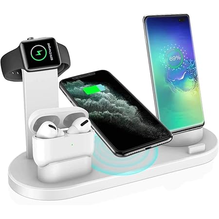 Amazon ワイヤレス充電器 4in1 Apple スタンド 置くだけ充電 Iphone Apple Watch Airpods 充電器 5w 7 5w 10w出力 Qi対応機種適用 4in1 急速充電 アダプター付き スマートウォッチアクセサリ 通販