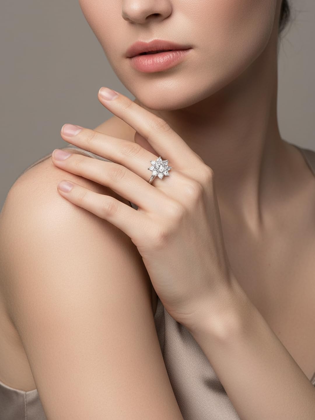 FWM 2.76 Carat Moissanite Flower Engagement Ring for Women, Solid 925 Sterling Silver, Size 4-11, Wedding Promise Anniversary Ring, Birthday Christmas Valentines Jewelry - Image 2