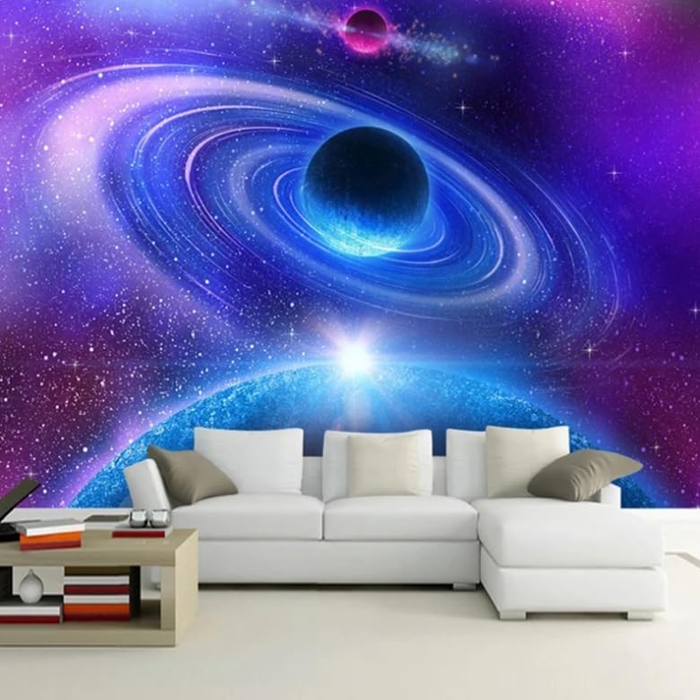 Papier peint mural 3D effet univers pour salon moderne