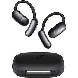 Soundcore AeroFit 2 AI Assistant Open-Ear Headphones by Anker, Pressure-Free Fit, 2X Richer Bass, Real-Time Translation Earbuds, Hi-Res, 35H Playtime, IP55 Obsidian Black With Instant AI Ass