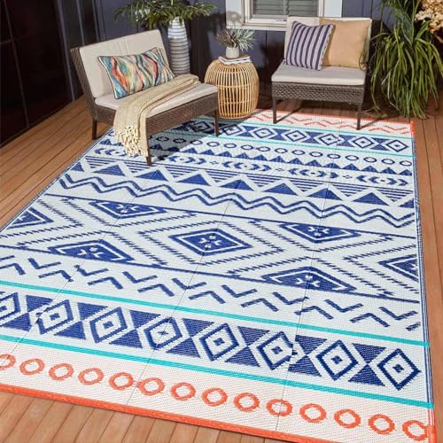 Blytieor 8x10 ft Waterproof Outdoor Rugs, Portable