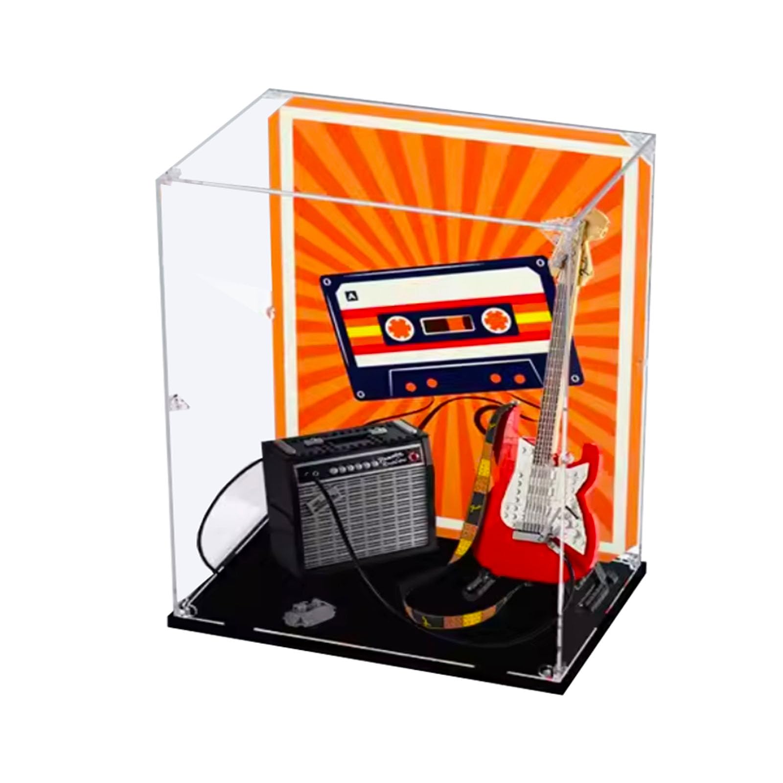 Display Case for (Fender Stratocaster Guitar 21329) Model - Showcase compatible with Le-go 21329(Only Display Case, No Model Set) (Background spray-painted model-B)