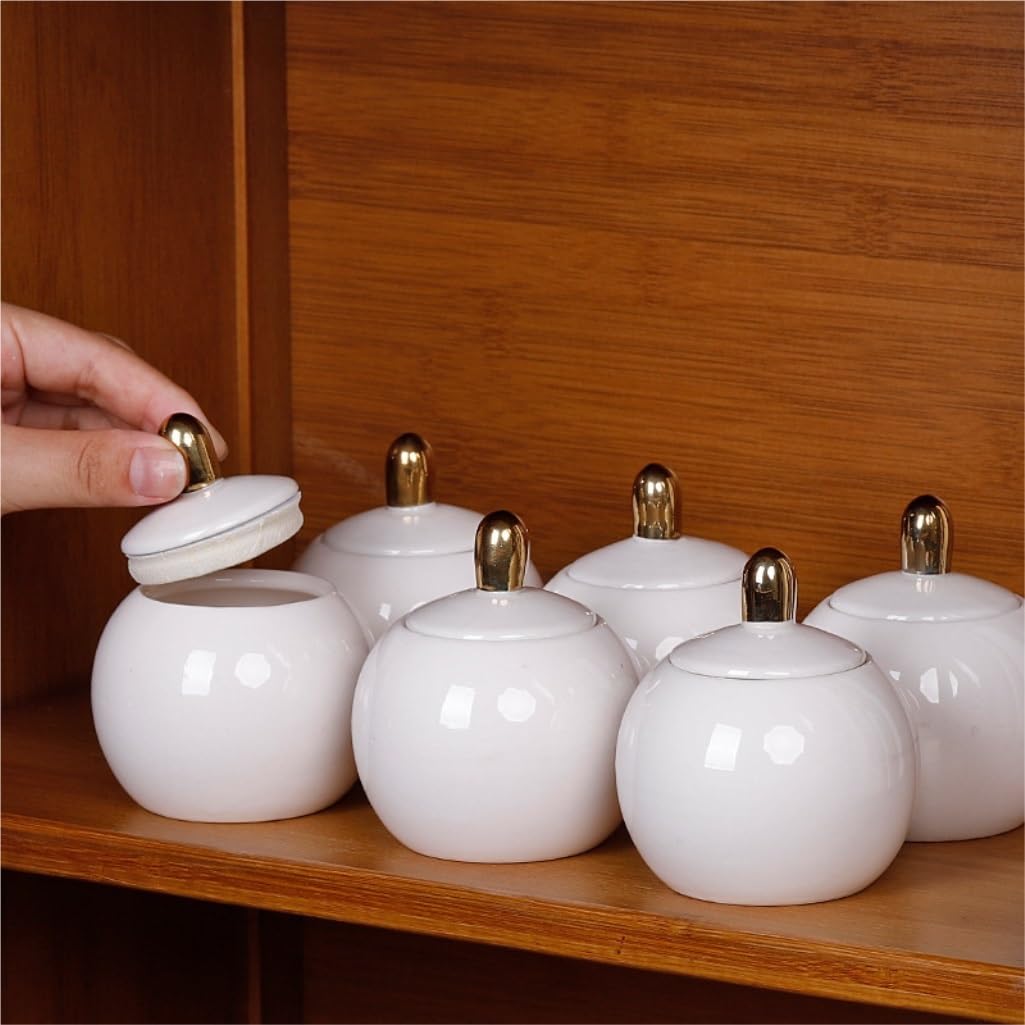 Lata de té Latas de cerámica for Almacenamiento té Suelto, 6 latas pequeñas Selladas, Cocina hogareña, Juego Chino, Conjunto con Caja Regalo Carrito de té(B)