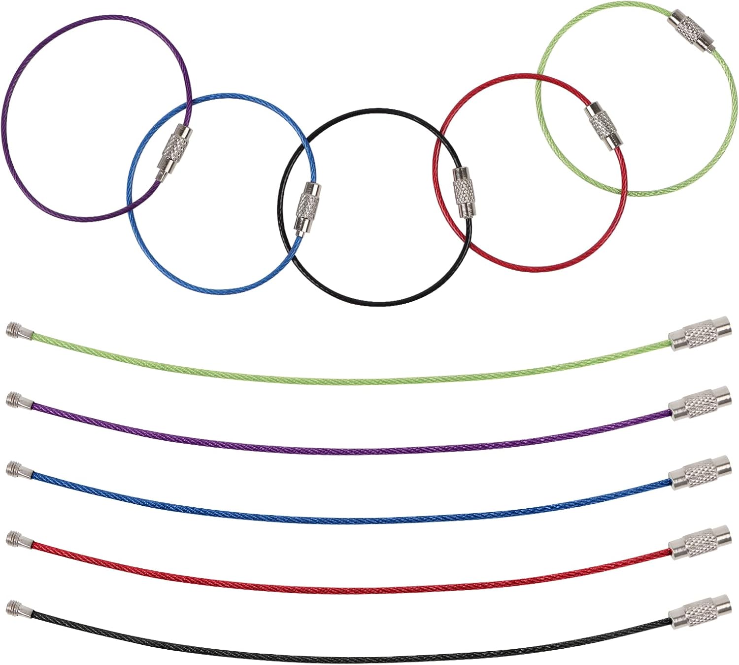 50 Pcs Wire Keychains, 1.5mm 6 Inches Assorted Colored