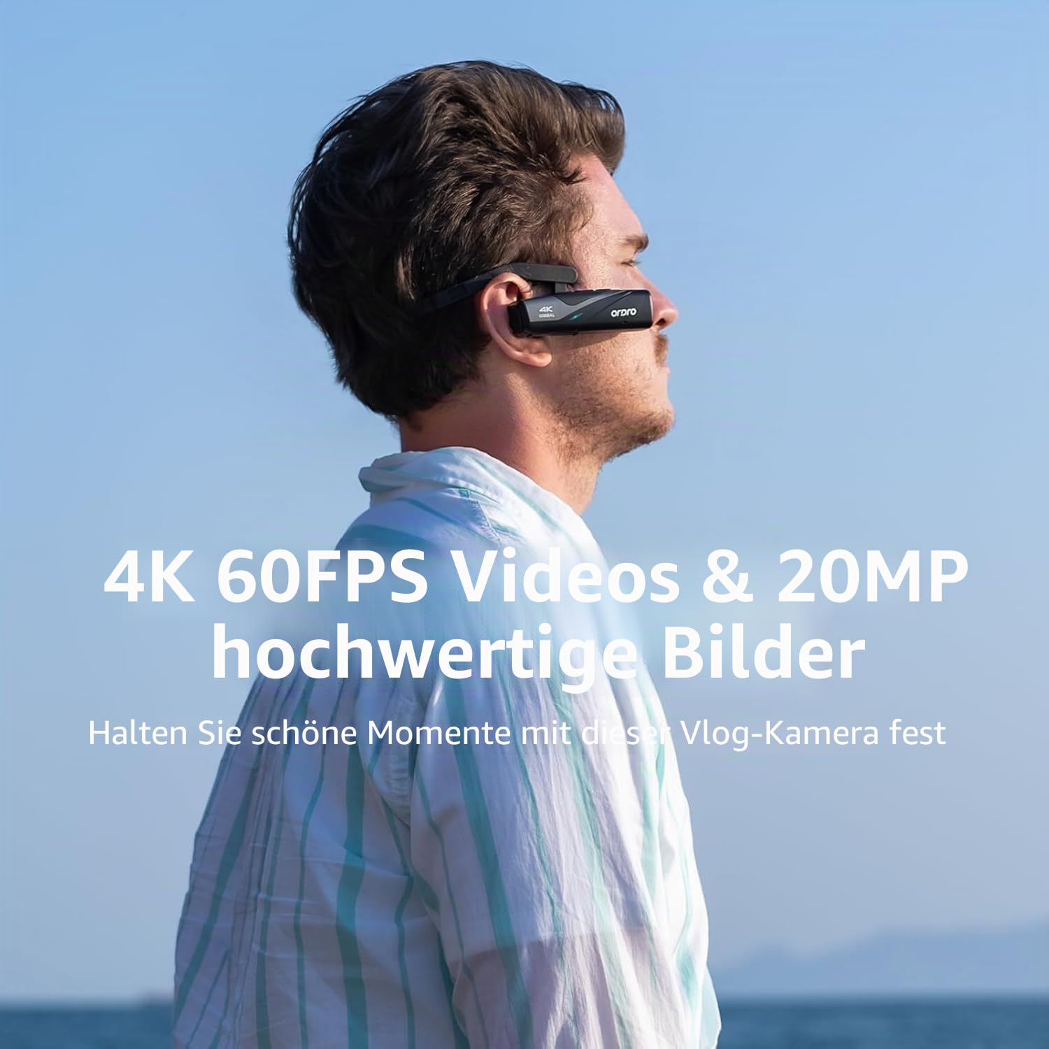 ORDRO Videokamera 4K EP8 Tragbare Kamera POV-Aufnahmen, Ultra HD 4K 60fps Camcorder mit 1/2,8" Sensor, 2-Achsen-Gimbal-Stabilisator, 2,4/5G WiFi, Mit Fernbedienung und 64GB MikroSD Karte